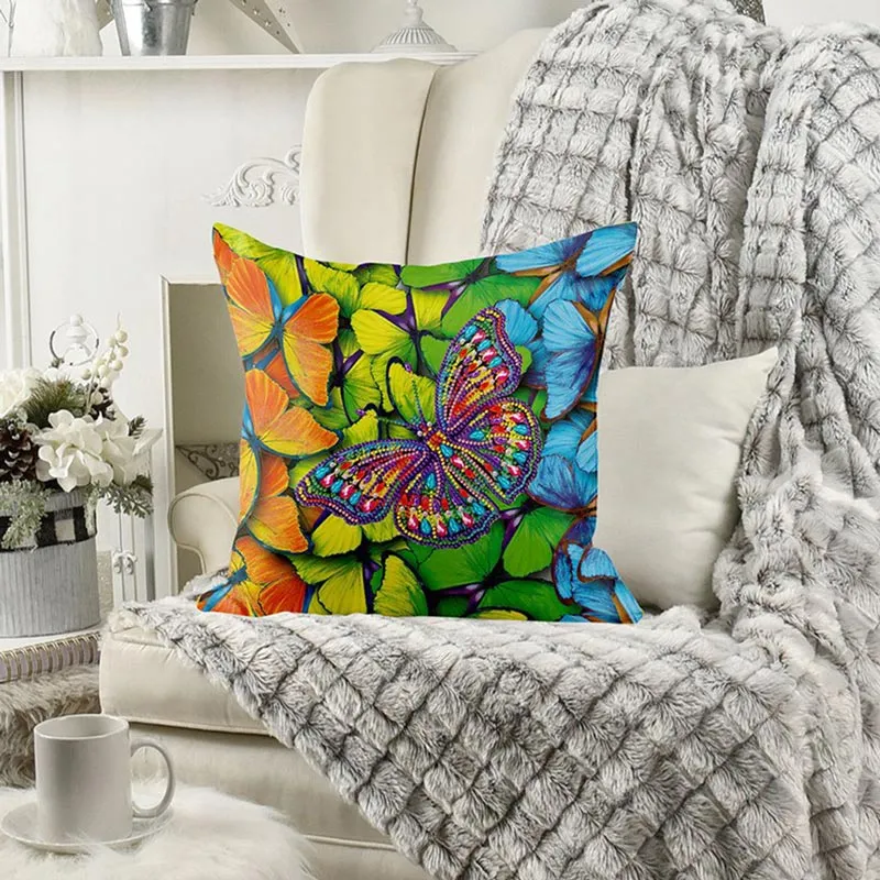 Figured'Art Vlinder kussenhoes diamond painting 30x30 cm
