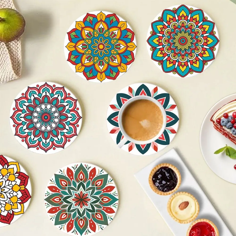 Figured'Art Gekleurde Mandala schilderen op nummer onderzetters 6x