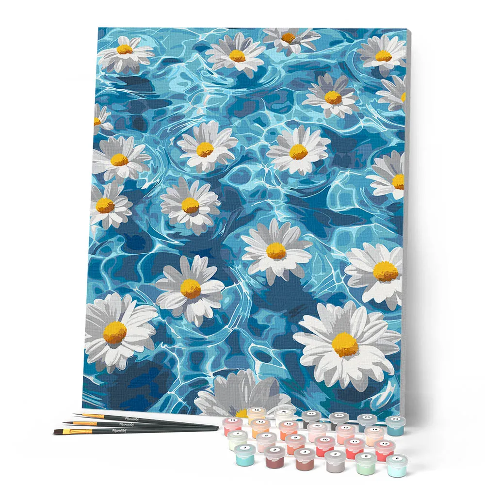 Figured'Art Madeliefjesbries Schilderen op Nummer 40x50cm Bloemen