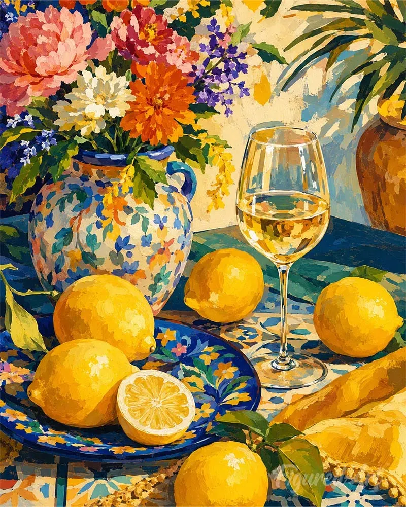 Figured'Art Zonnige aperitief schilderen op nummer 40x50 cm