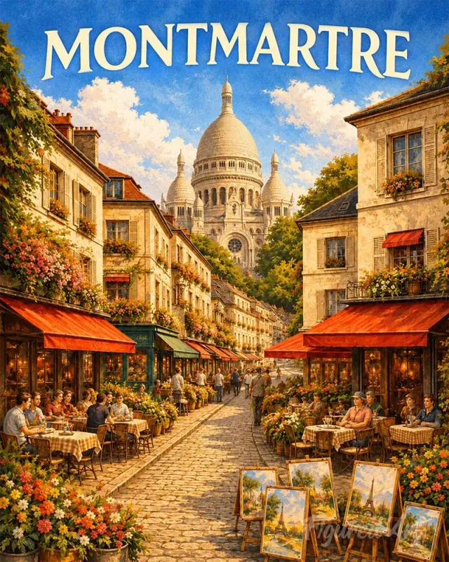 Figured'Art Reisposter Montmartre schilderen op nummer 40x50 cm gevorderd