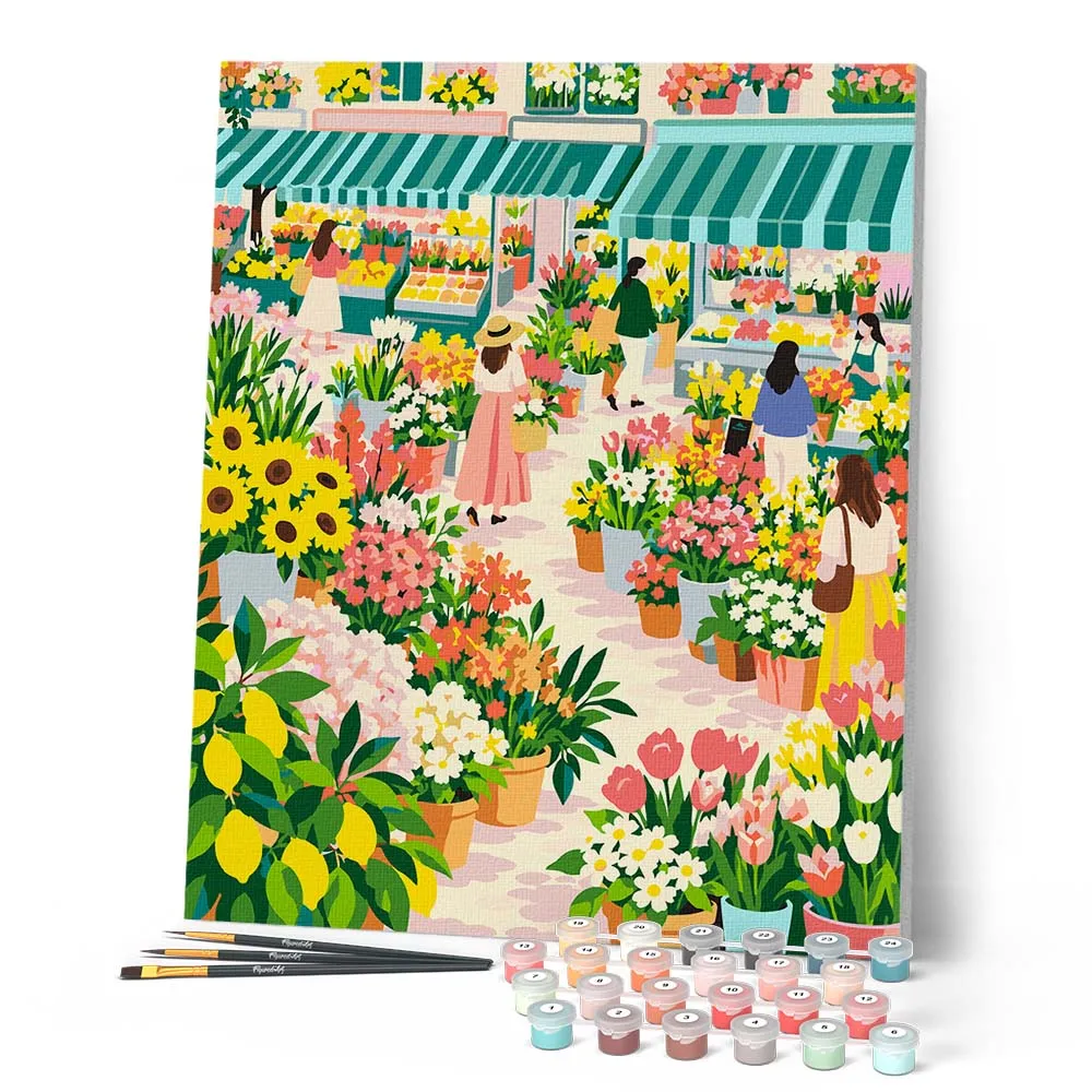 Figured'Art Markt in Bloei schilderen op nummer 40x50 cm bloemen