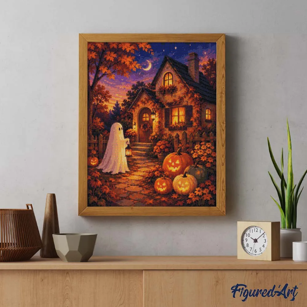 Figured'Art Vriendelijk spook bij het Pompoenhuisje diamond painting