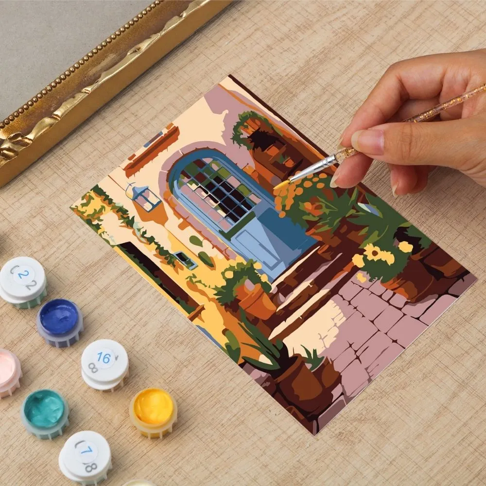 Figured'Art Mini Mediterrane Binnenplaats schilderen op nummer 16,5x11cm