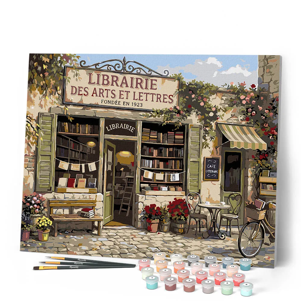 Figured'Art Oude bibliotheekhoek schilderen op nummer 40x50
