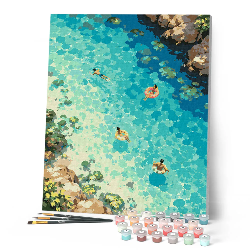 Figured'Art Turkoois Paradijs schilderen op nummer canvas 40x50cm