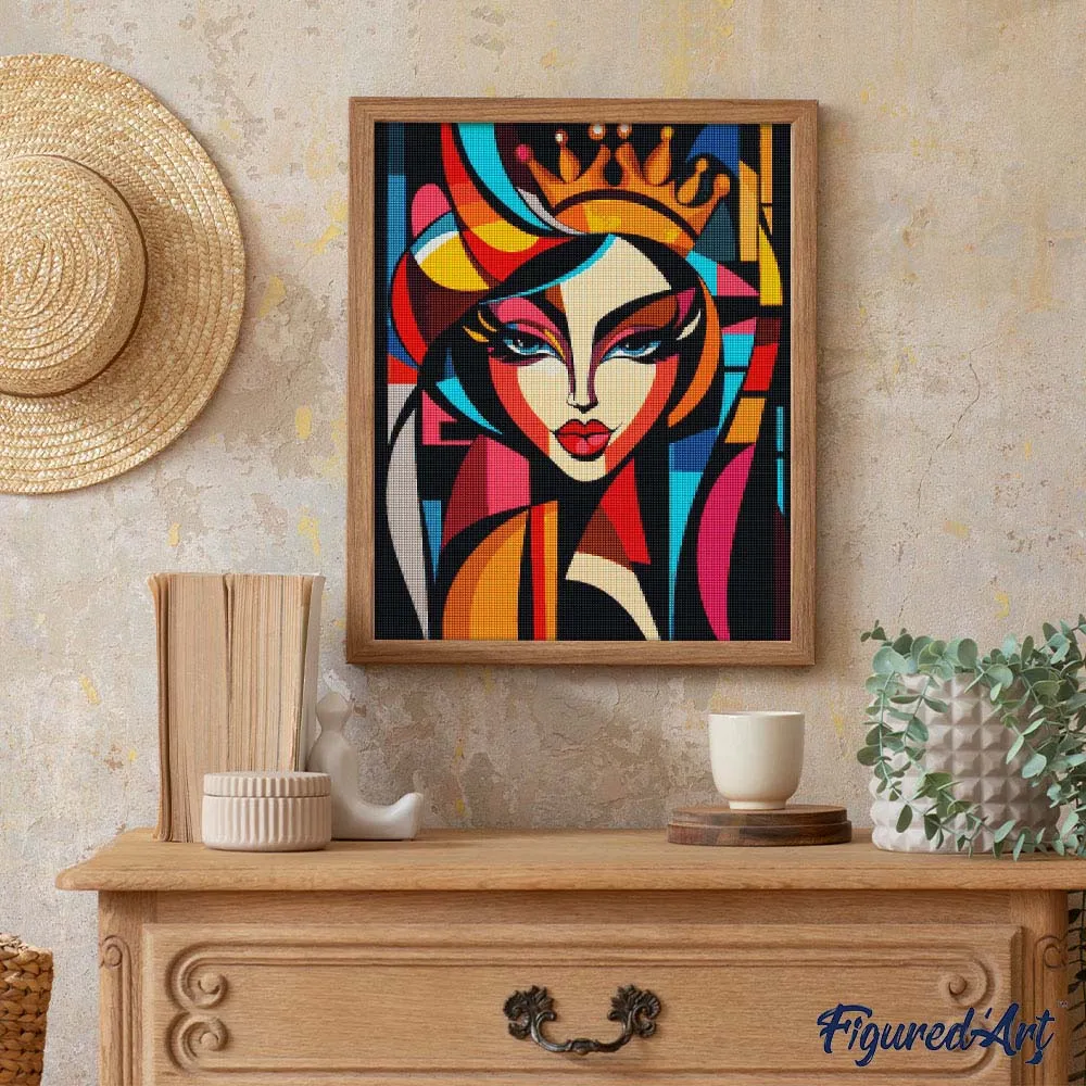 Figured'Art Gedurfd Abstract Koningin diamond painting 40x50cm vrouw