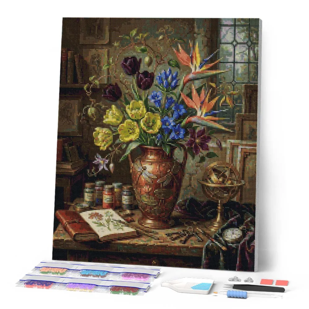 Figured'Art Tijdloze bloemen diamond painting 40x50cm full drill