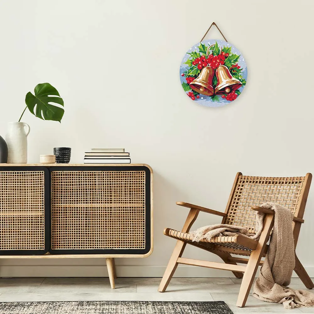 Figured'Art Kerstklokken diamond painting houten schijf 30 cm