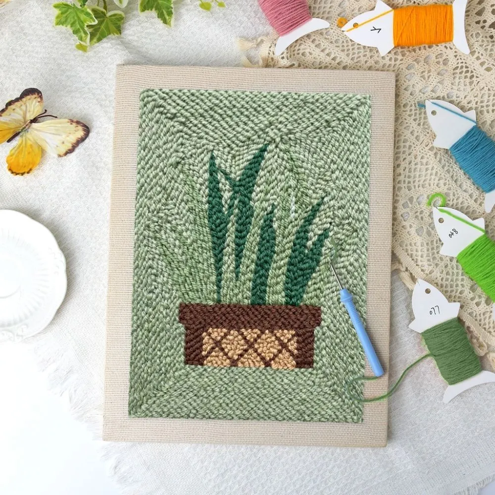 Figured'Art Sansevieria punch needle pakket 20x30 cm met frame