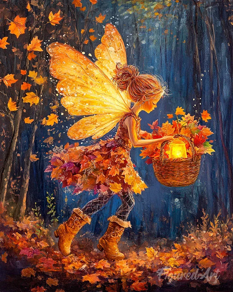 Figured'Art De bladverzamel-fee diamond painting 40x50cm herfst