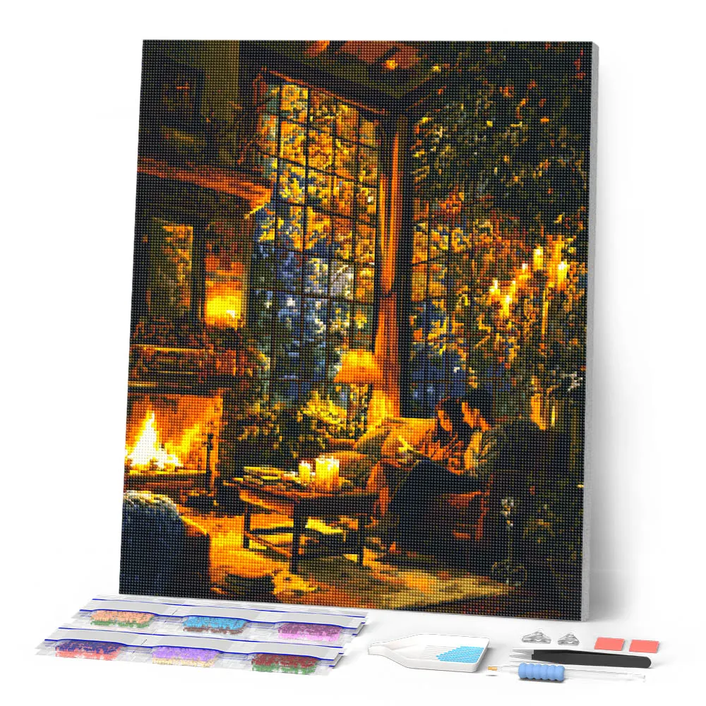 Figured'Art Gezellige herfstavond diamond painting 40x50 cm