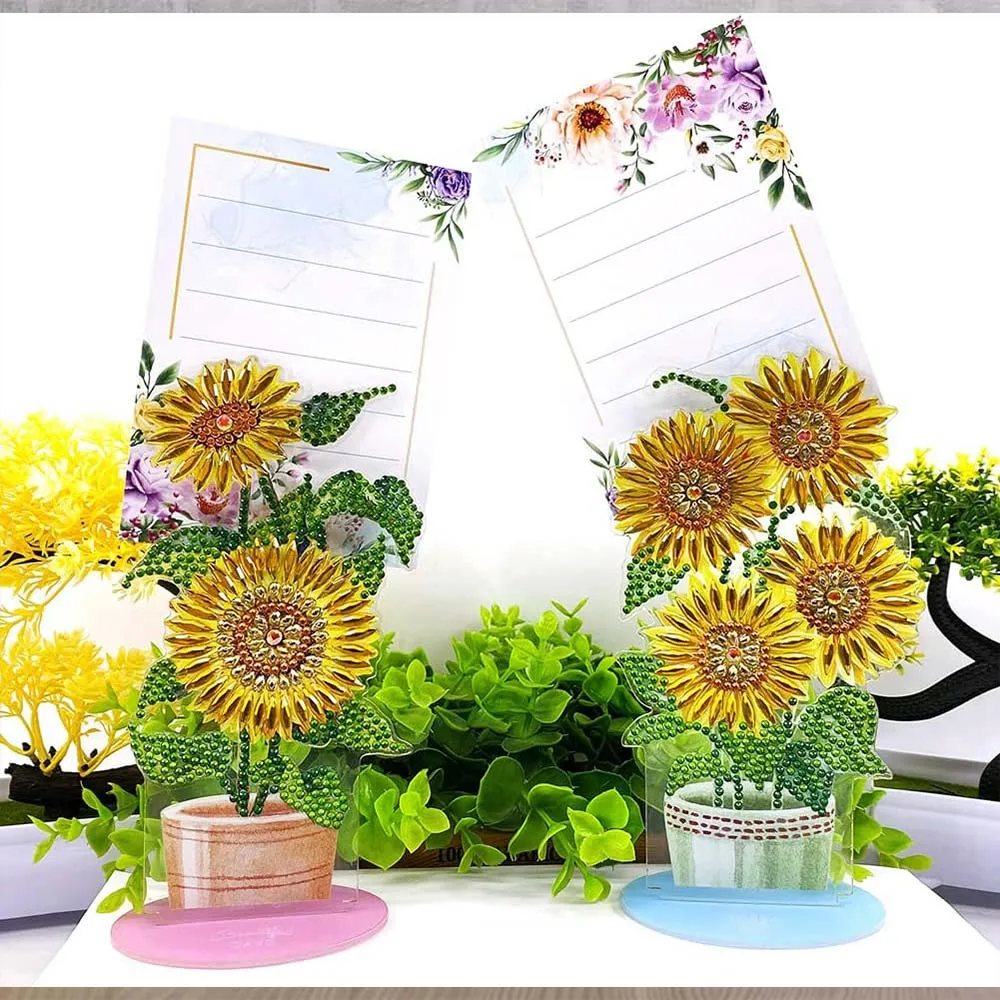 Figured'Art Zonnebloemen notitiehouder diamond painting 2 stuks