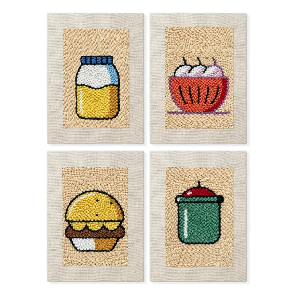 Figured'Art Snacktijd 1 punch needle set 4 stuks met frames