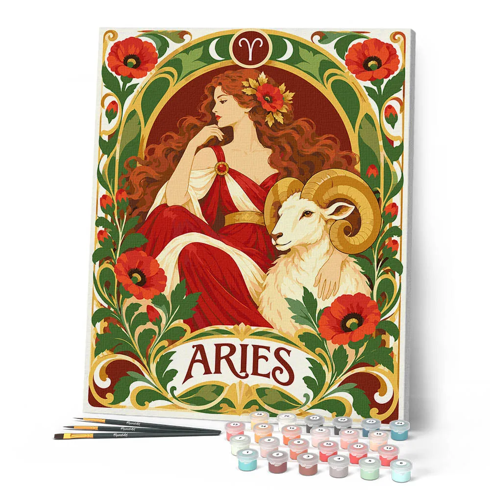 Figured'Art Art Nouveau Sterrenbeeld Ram schilderen op nummer 40x50