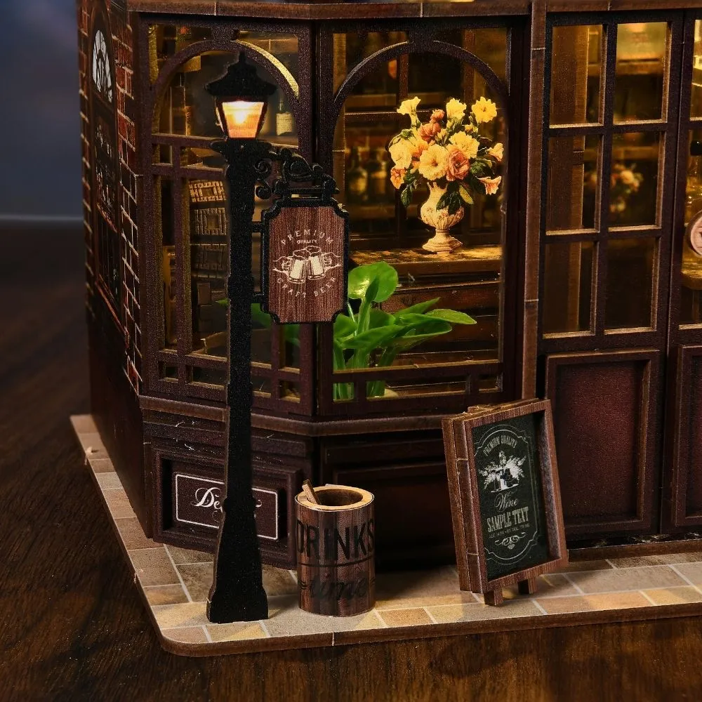 Figured'Art Hoek Taverne miniatuurhuisje 23x15cm met LED
