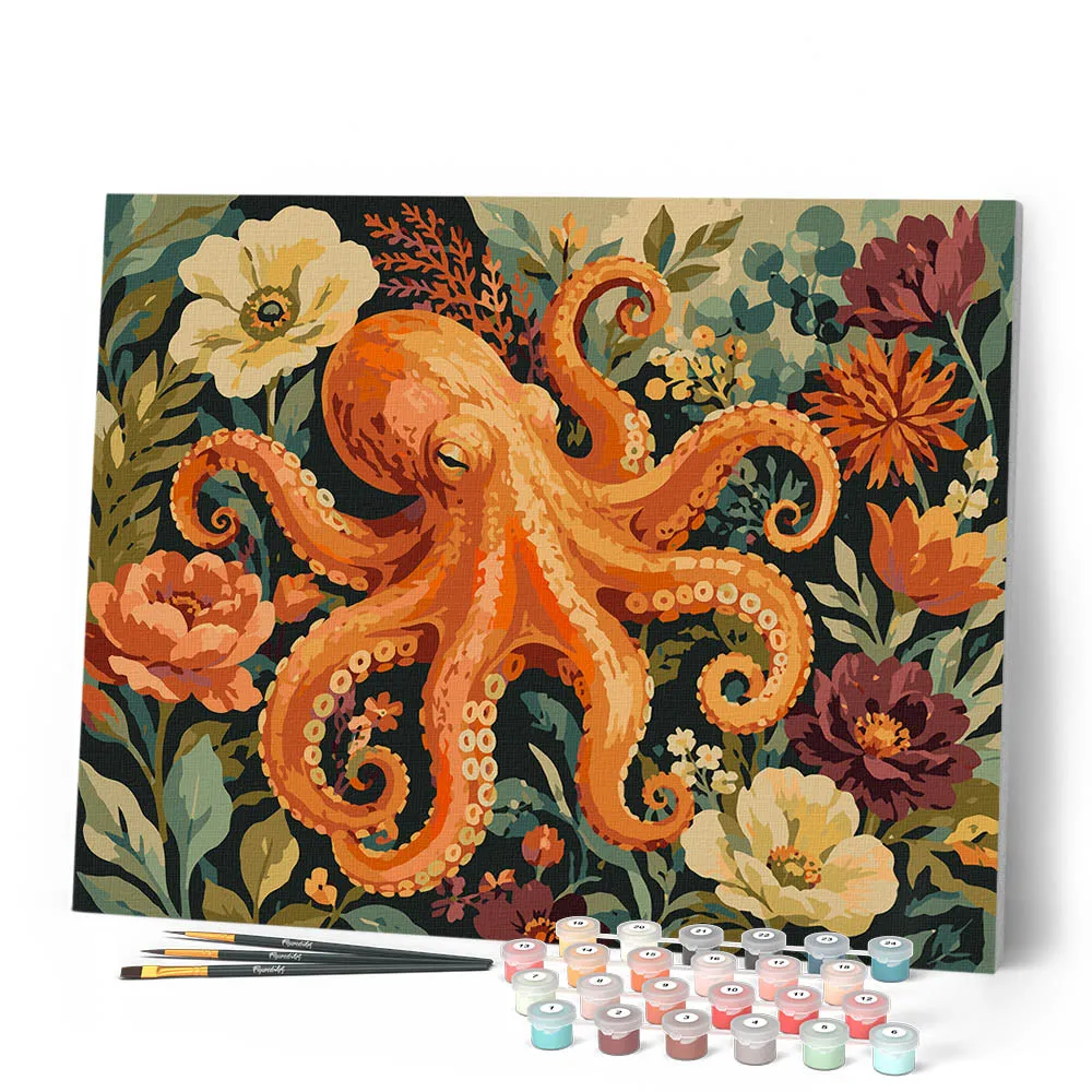 Figured'Art Octopus in Bloei Schilderen op Nummer 40x50cm Acryl
