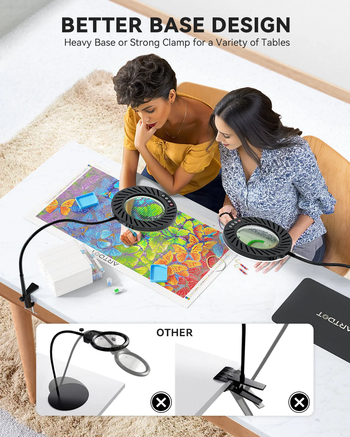 ARTDOT vergrootglas met licht en standaard 10x 144 LED lamp