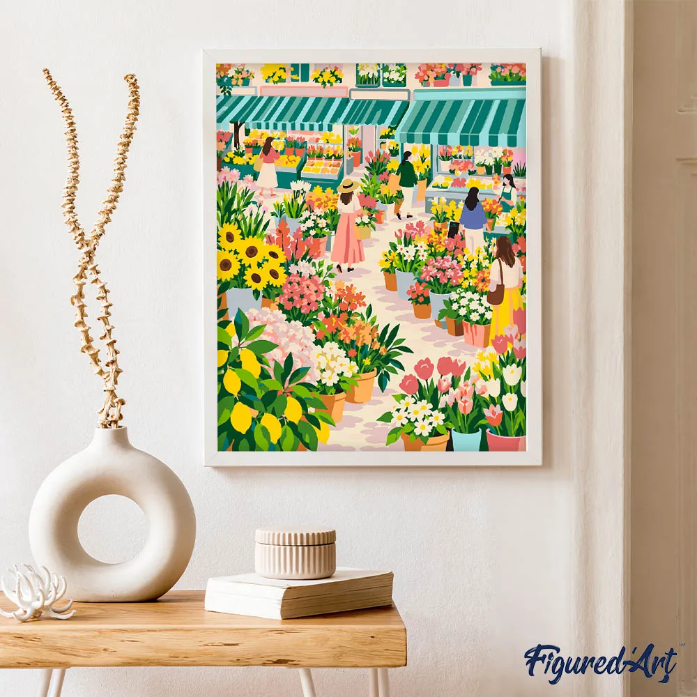 Figured'Art Markt in Bloei schilderen op nummer 40x50 cm bloemen
