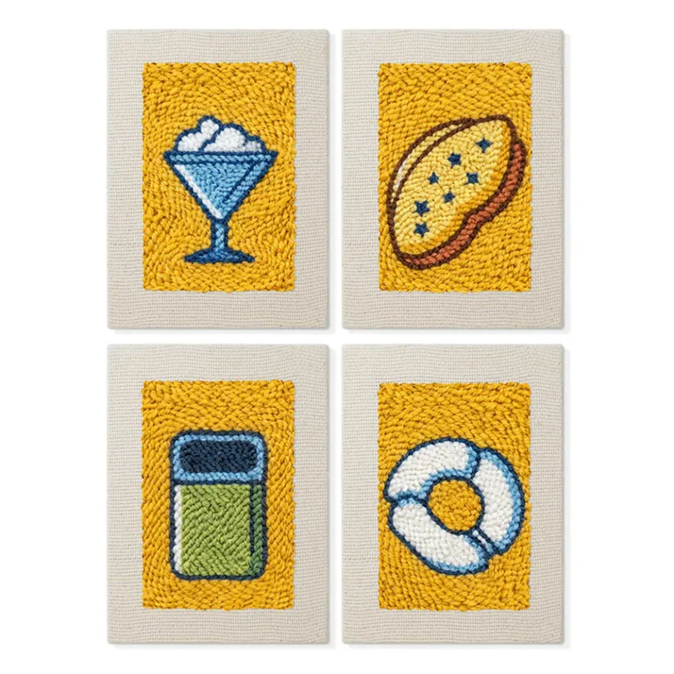 Figured'Art Heerlijke Snacks punch needle set 15x20cm 4 stuks frames