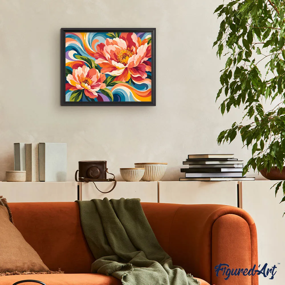 Figured'Art Bloemengolven schilderen op nummer abstract bloemen