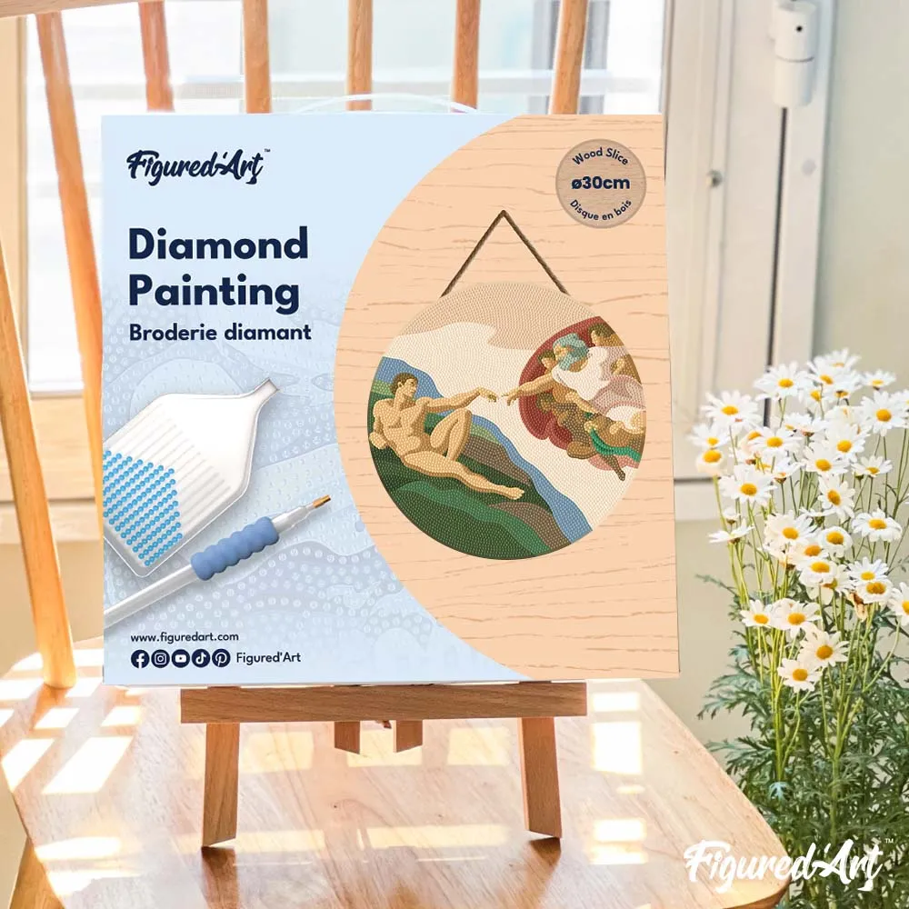 Figured'Art Schepping van Adam diamond painting hout 30cm Michelangelo