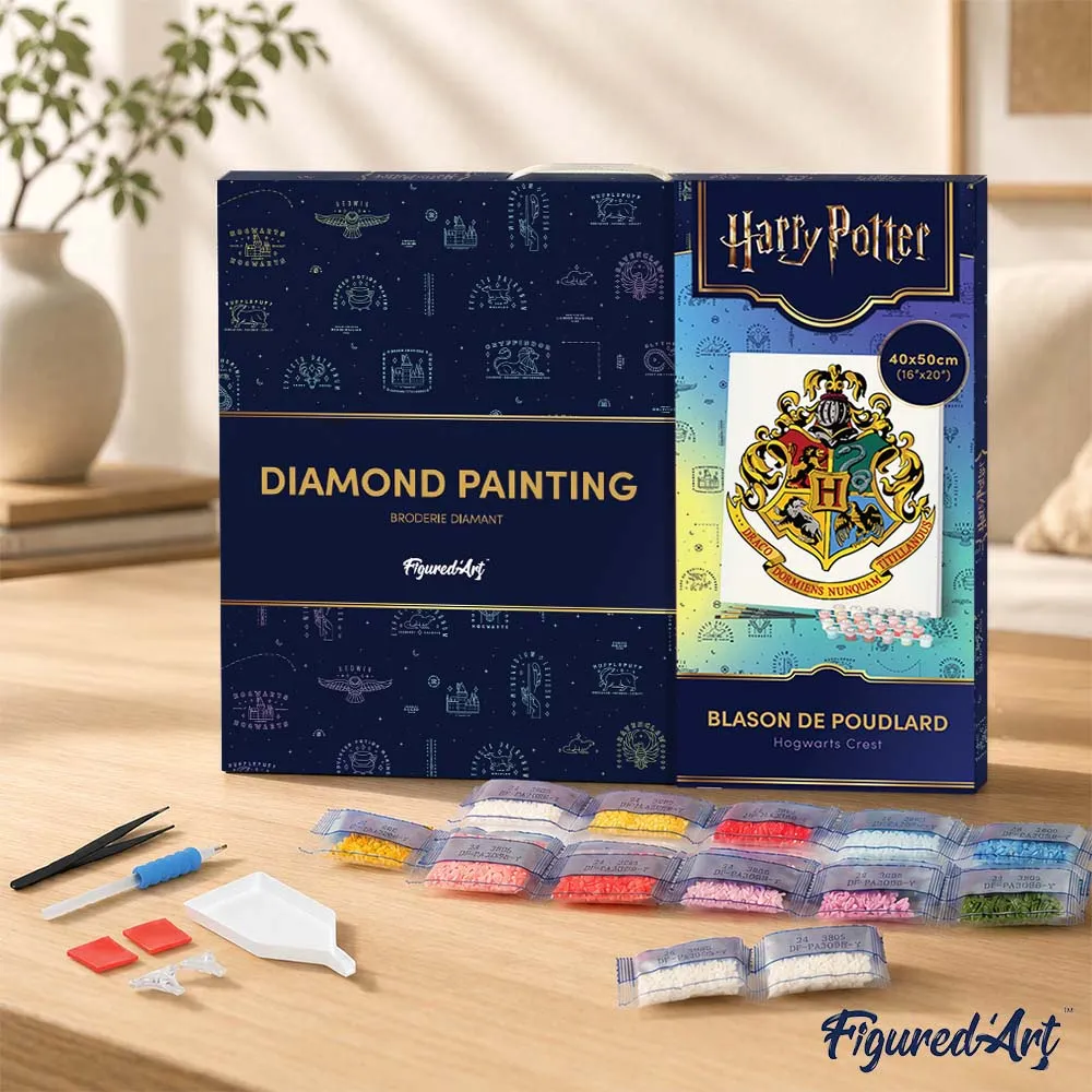 Figured'Art Hogwarts-wapen Harry Potter diamond painting 40x50cm ingelijst