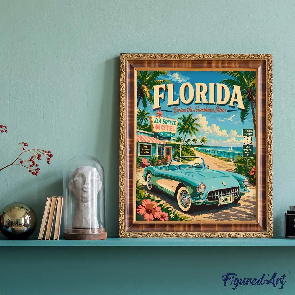 Figured'Art Florida Drive Sunshine schilderen op nummer 40x50 cm