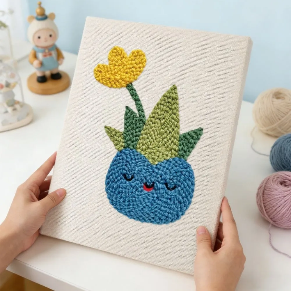Figured'Art Blije Vetplant punch needle pakket met frame