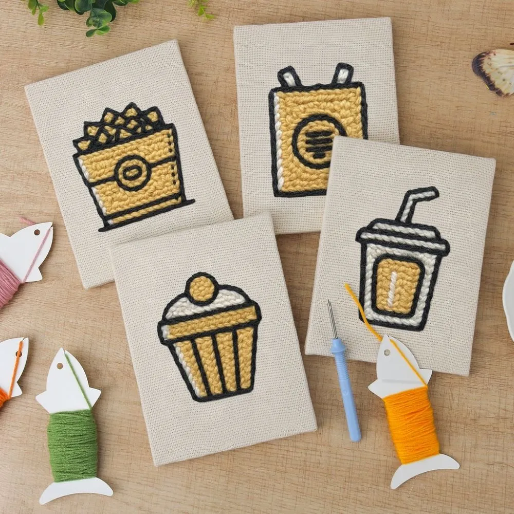 Figured'Art Dagelijkse Snacks punch needle set 4 frames katoen