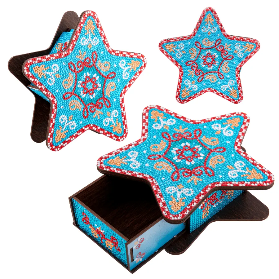 Craft Buddy Crystal Art Festive houten dozen knutselset 2 stuks ster