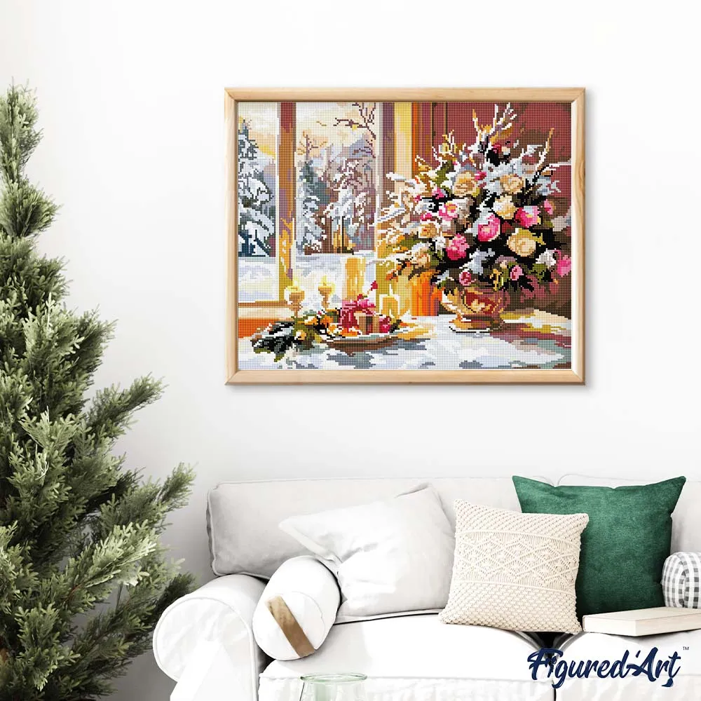 Figured'Art Romantische Kerstavond diamond painting full drill kerst