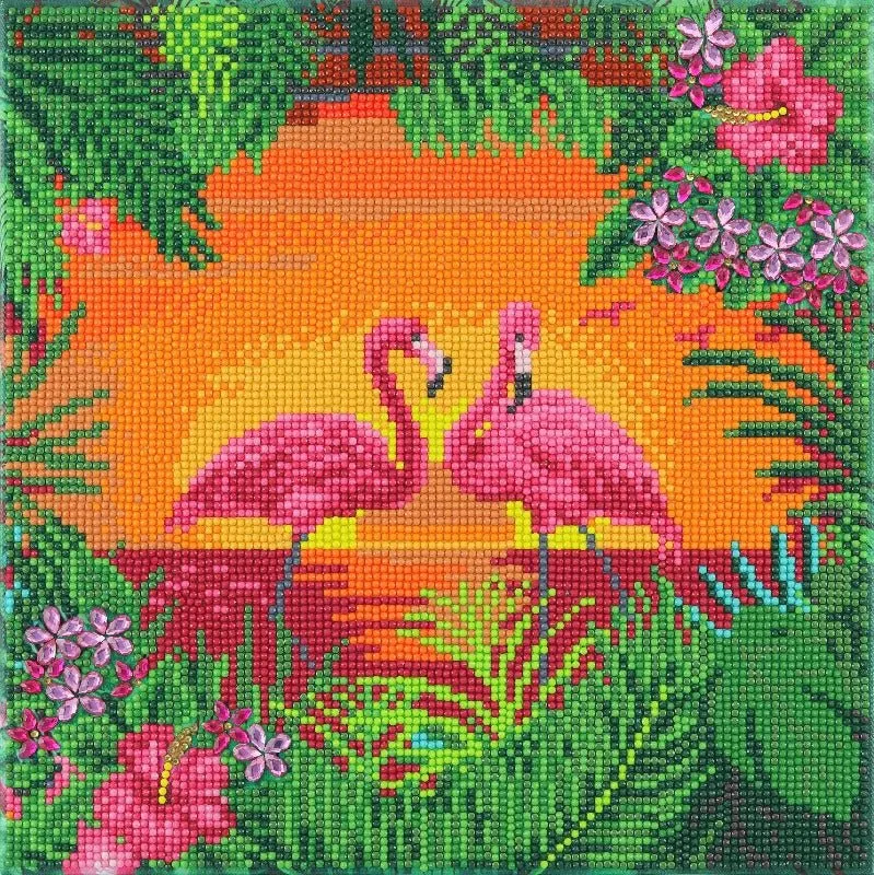 Craft Buddy Crystal Art Fancy Flamingos canvas diamond painting 30x30
