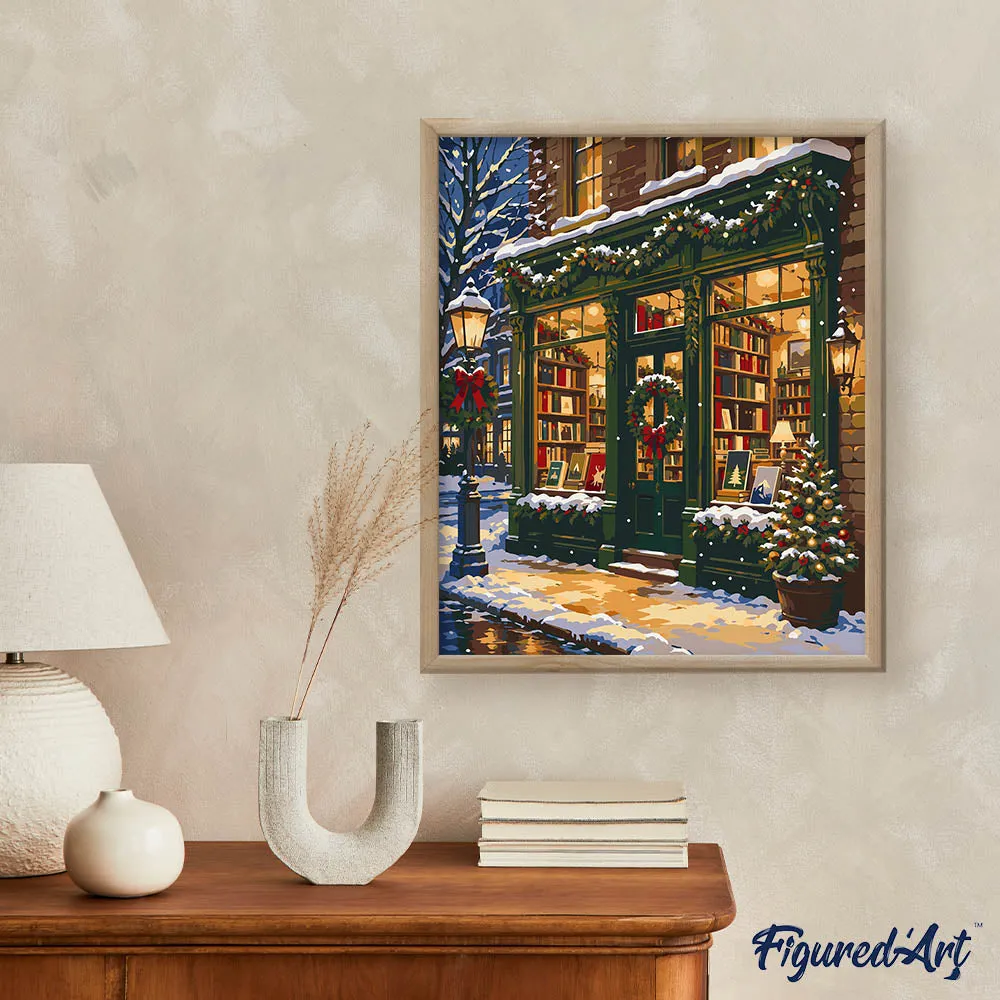 Figured'Art Kerstboekhandel schilderen op nummer 40x50 cm winter