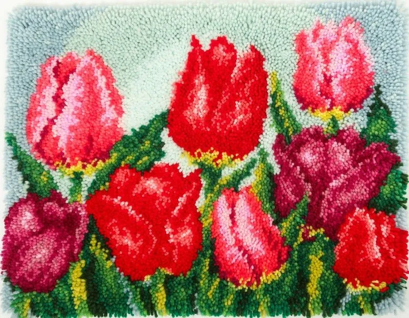 Craft Buddy Tulips latch hook tapijt knutselset wol 45x60 cm