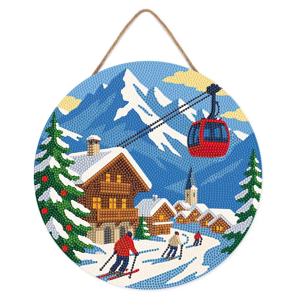Figured'Art Wintervakantie Alpen diamond painting schijf 30cm