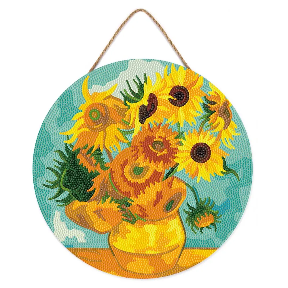 Figured'Art Van Gogh Zonnebloemen diamond painting hout 30cm