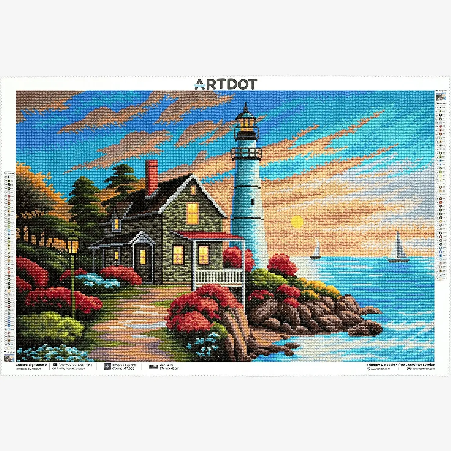ARTDOT Idyllische Huizen Kustvuurtoren diamond painting 67x45