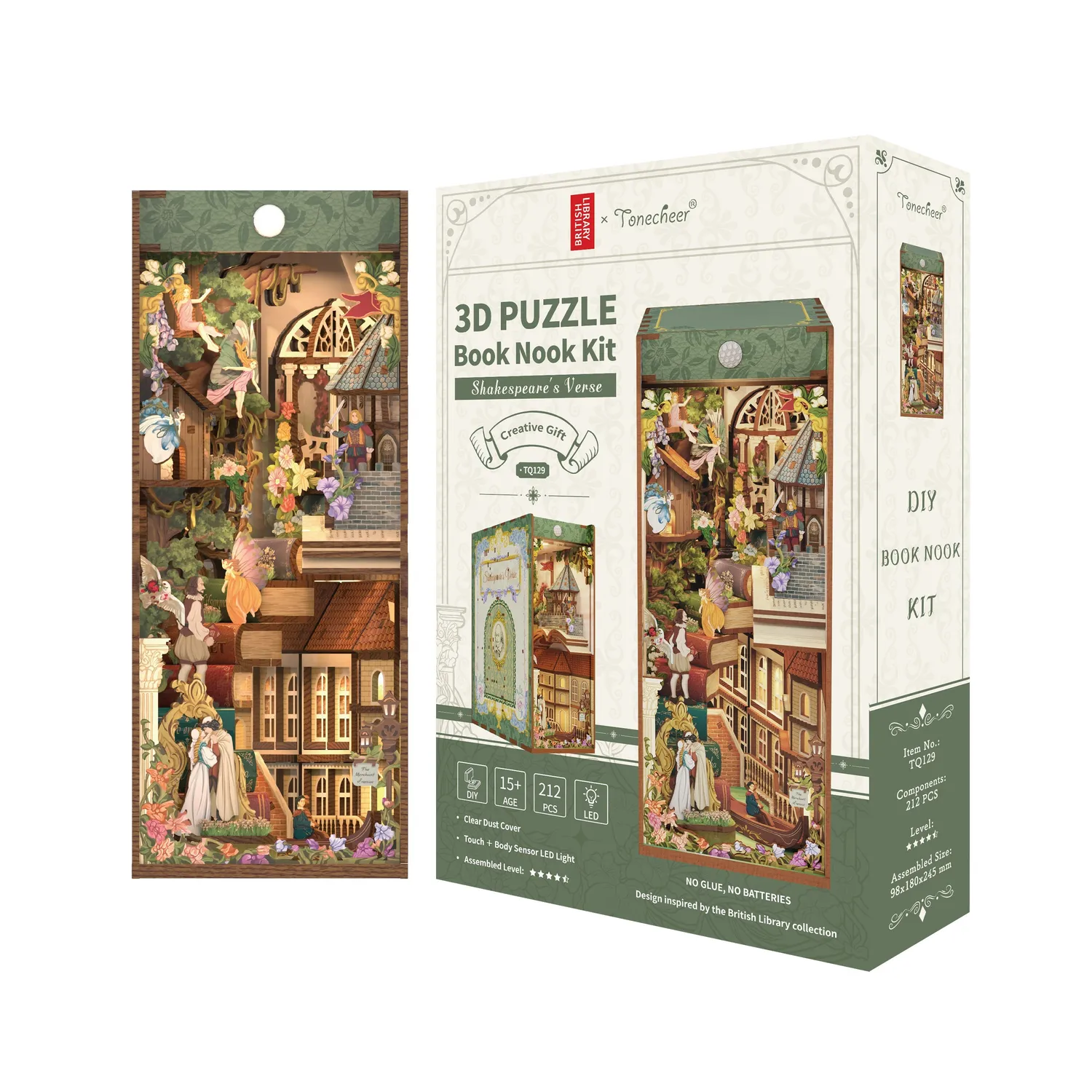 Figured'Art Shakespeare's Vers book nook 24,5 cm verlicht