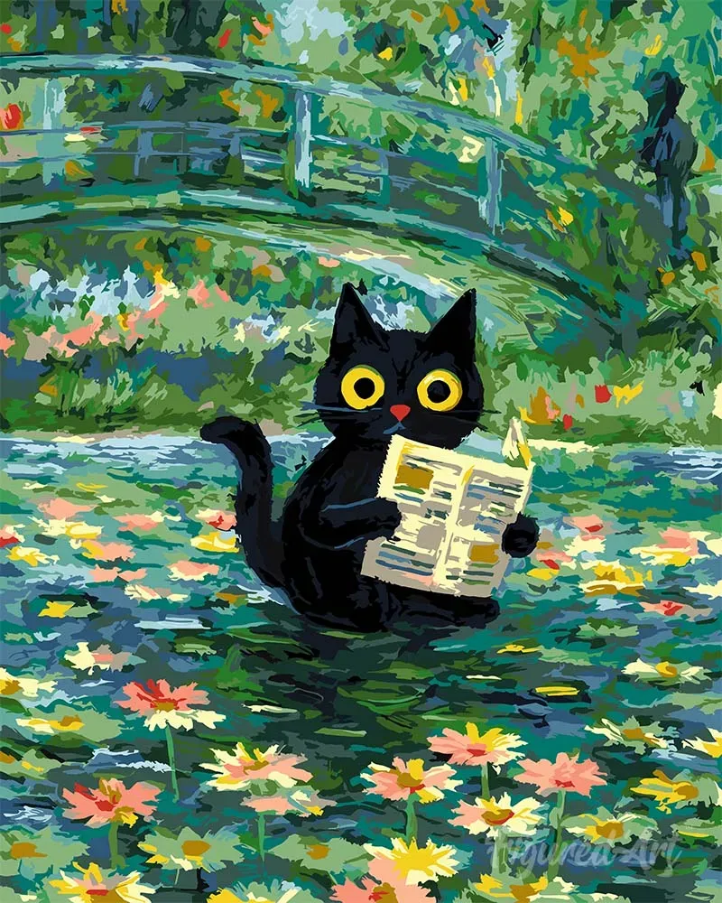 Figured'Art Schilderen op Nummer De Lezer van Monet 40x50cm Kat