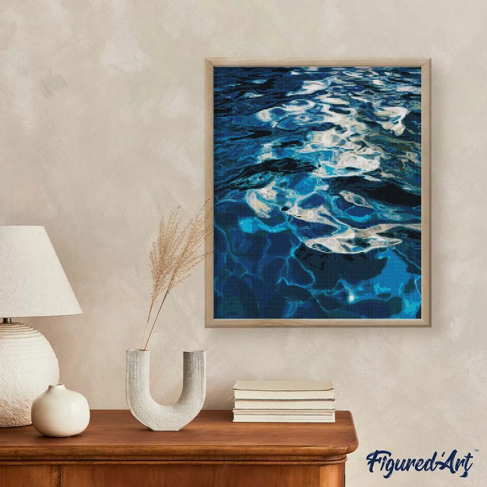 Figured'Art Kristalblauwe zonnegloed diamond painting 40x50 cm