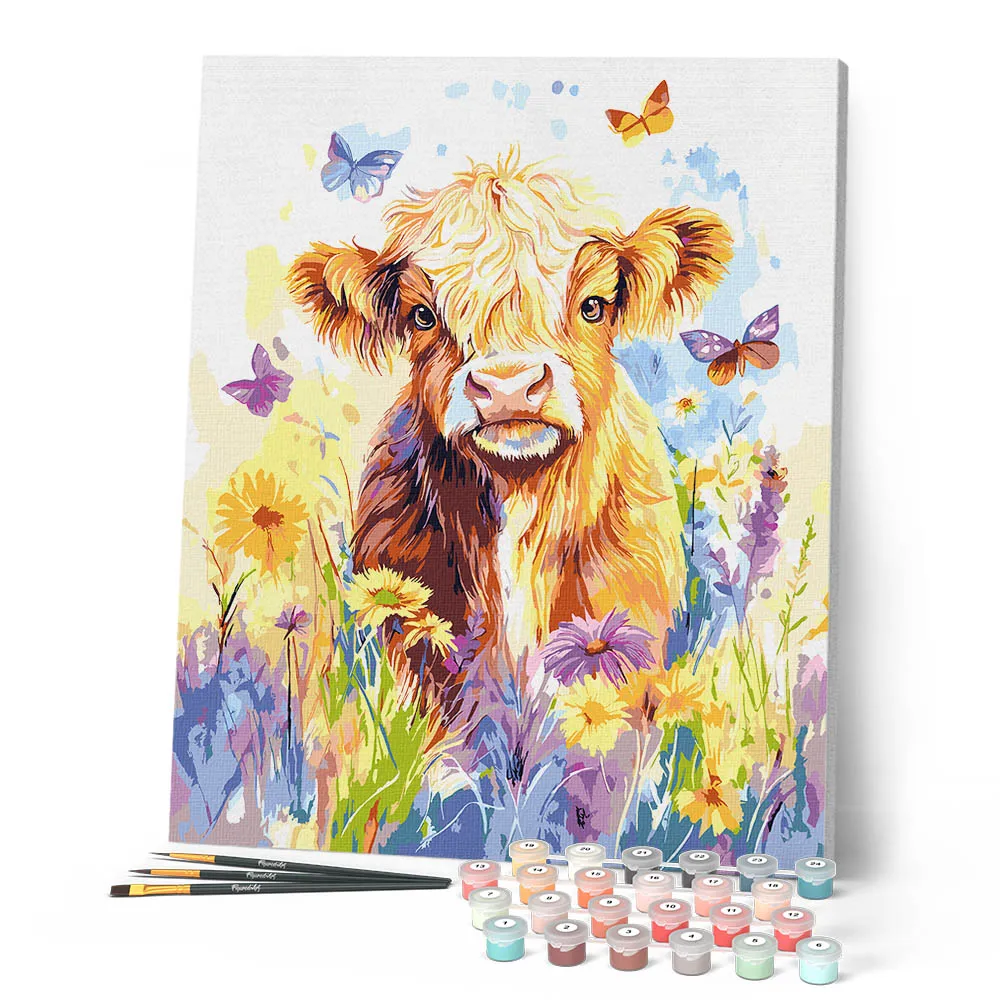 Figured'Art Schilderen op Nummer Schotse Hooglander canvas 40x50
