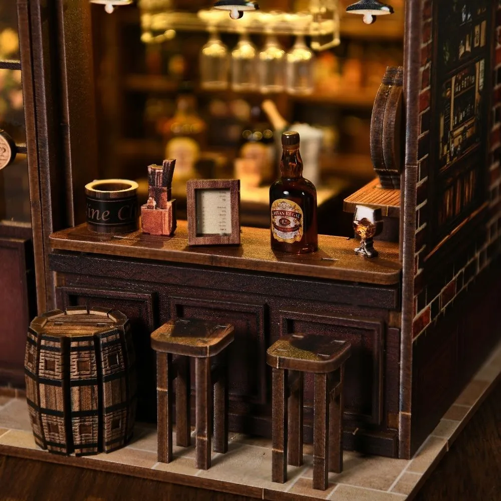Figured'Art Hoek Taverne miniatuurhuisje 23x15cm met LED
