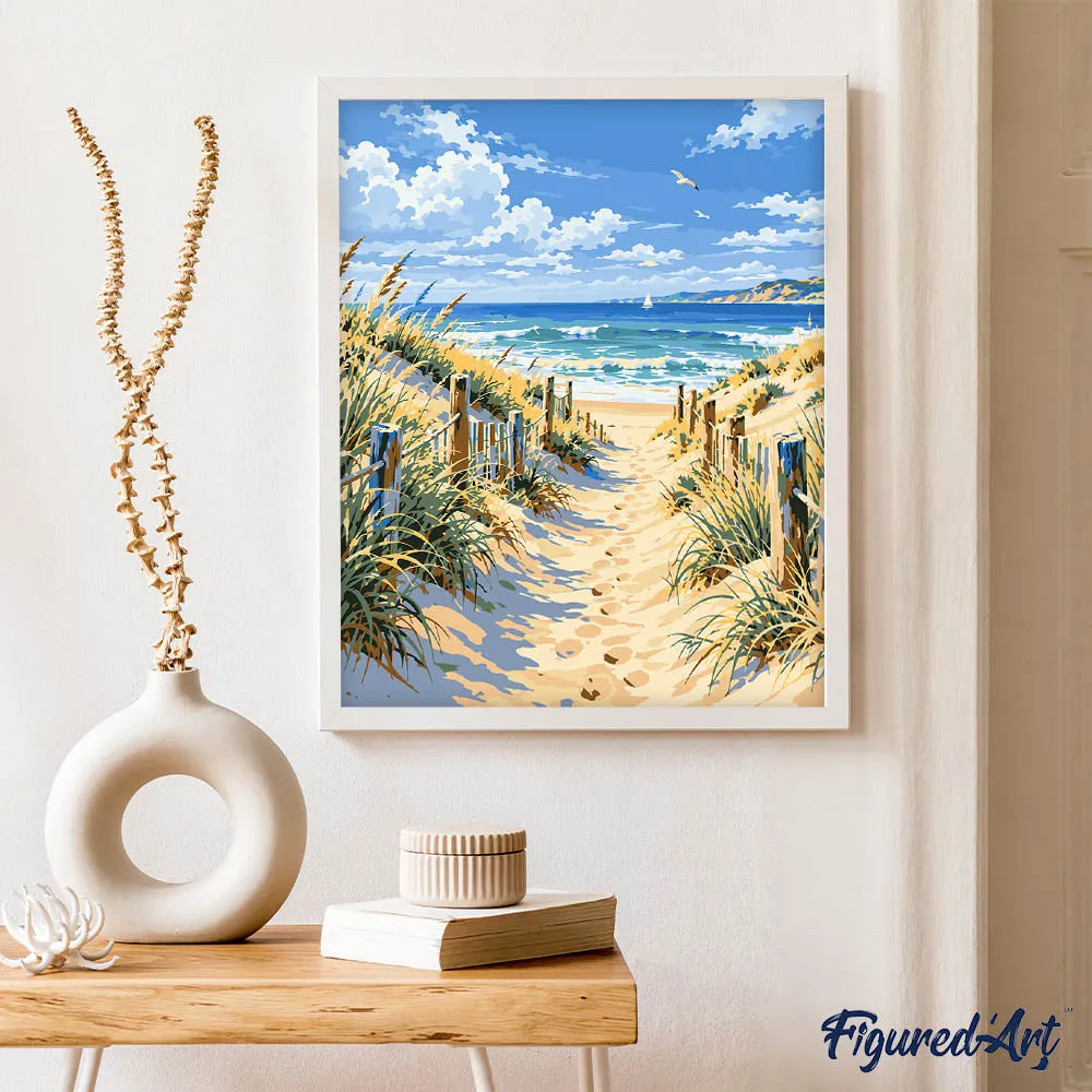 Figured'Art Zandpad naar het Strand schilderen op nummer 40x50 cm zee