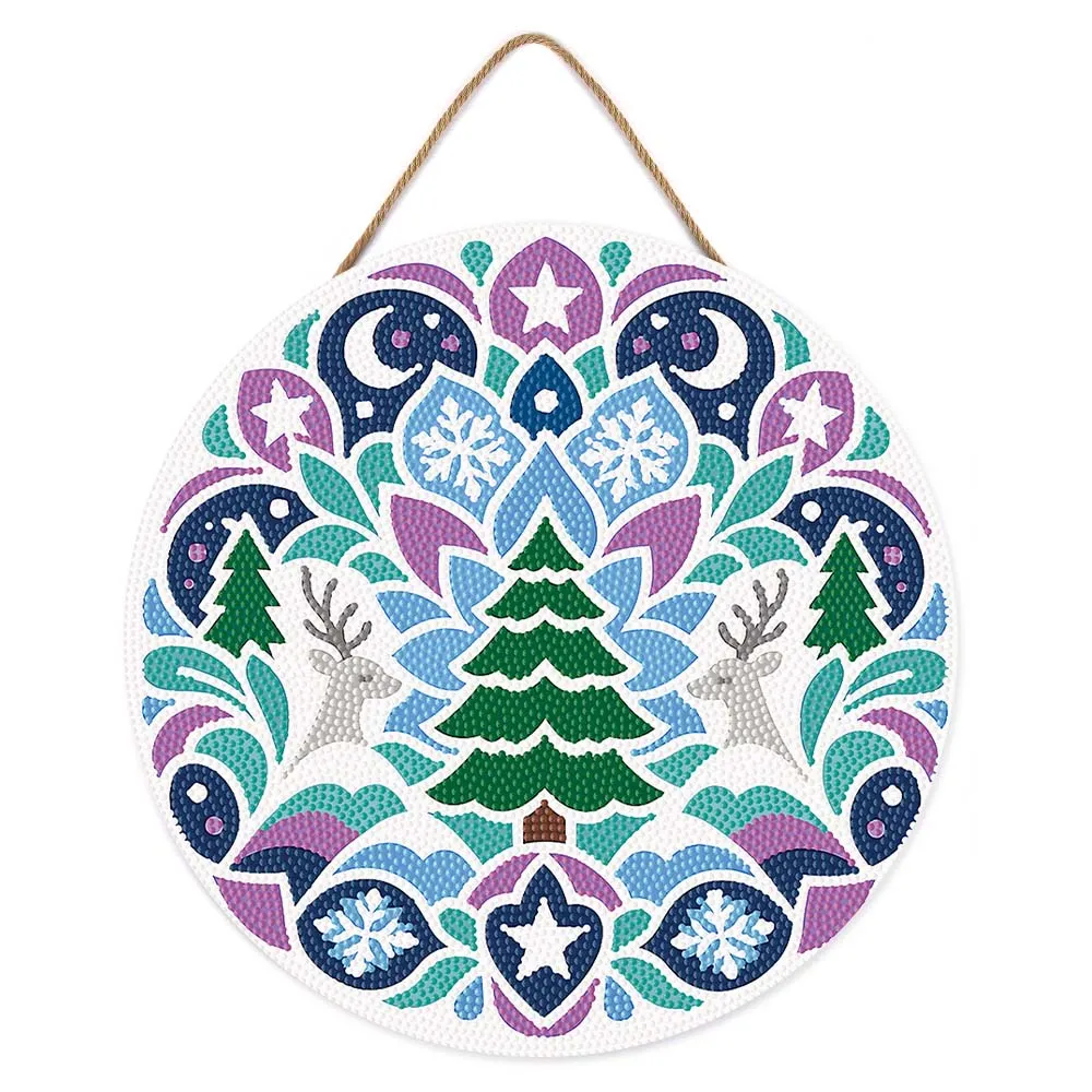 Figured'Art Kerstmandala diamond painting houten schijf 30 cm