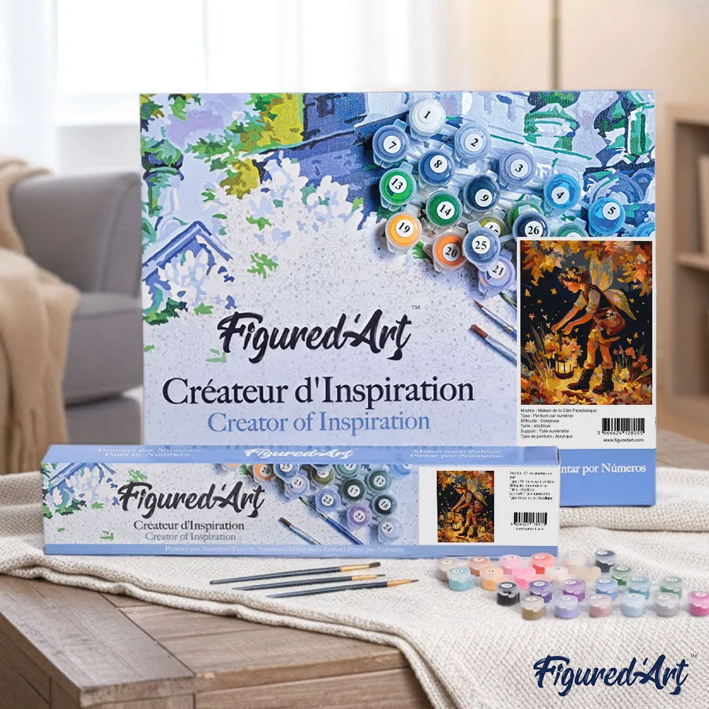 Figured'Art Schattige Herfstfee Schilderen op Nummer 40x50 fantasie