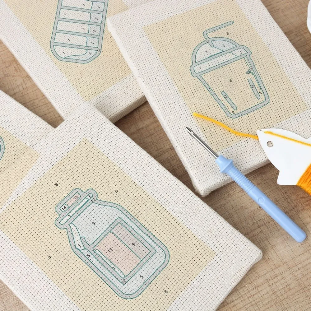Figured'Art Punch Needle Set Smakelijke Maaltijd 4 stuks met frames