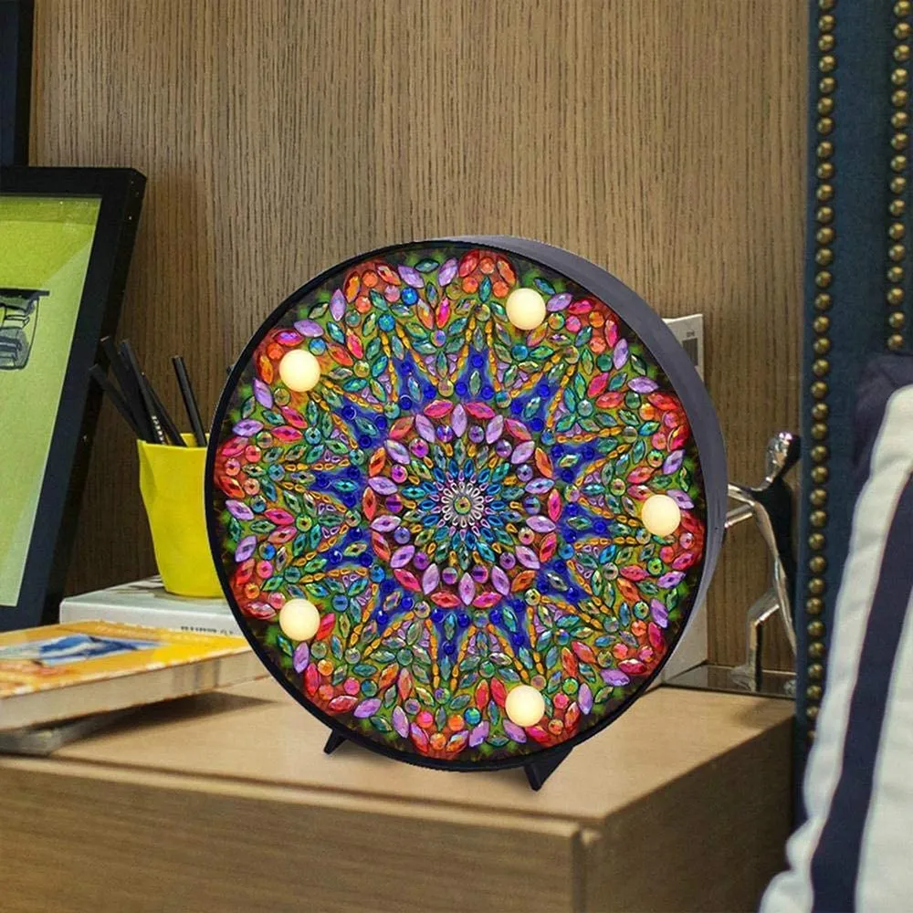 Figured'Art Groene Mandala LED diamond painting lamp 15cm