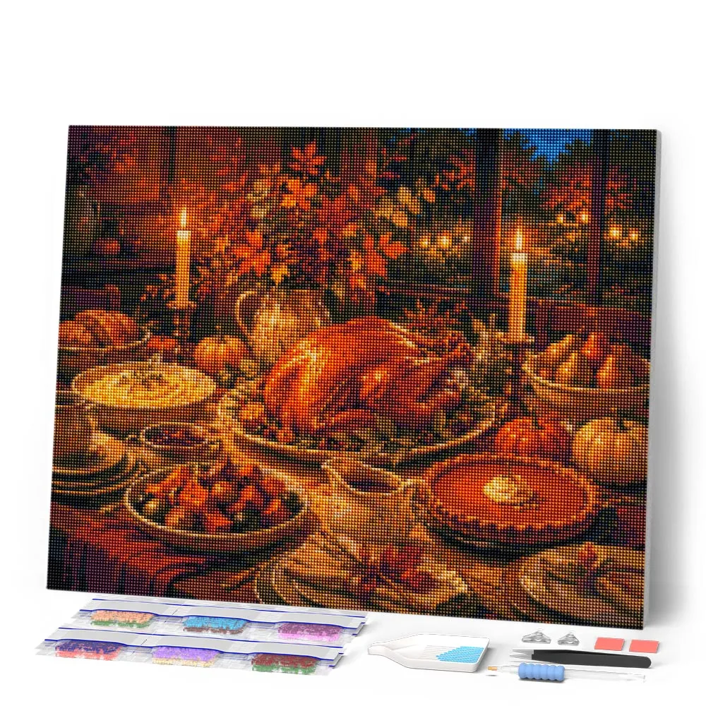 Figured'Art Thanksgiving Tafel diamond painting 40x50 cm vierkant