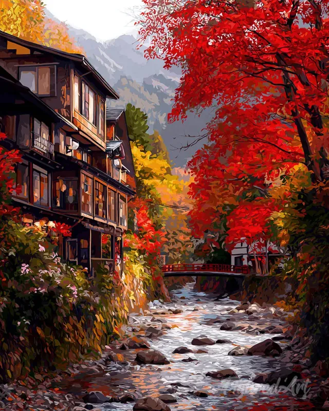 Figured'Art Herfstdorp Nikkō Diamond Painting Herfst 40x50cm